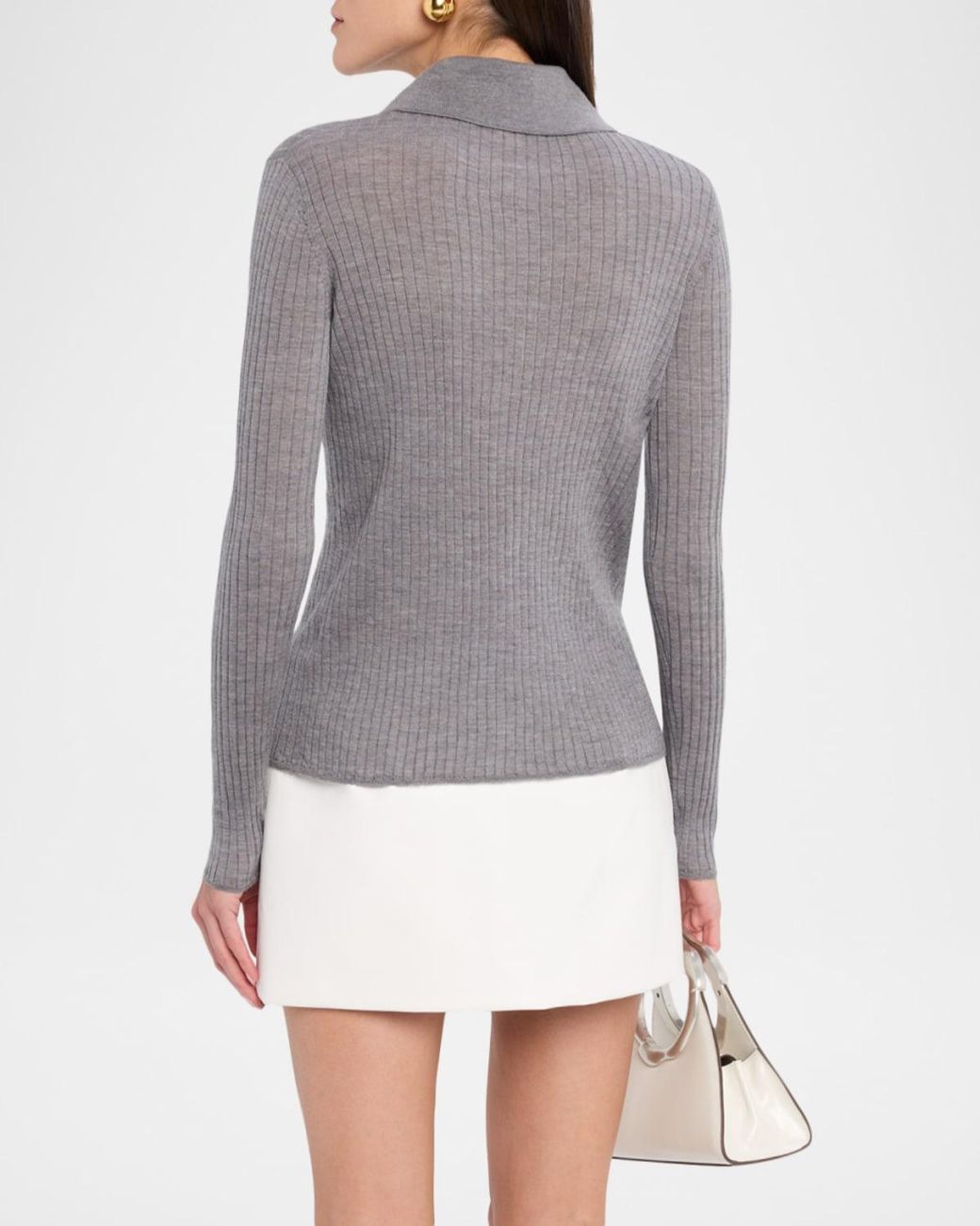 A.L.C. Alex Long-Sleeve Ribbed Wool Top in Gray | Lyst