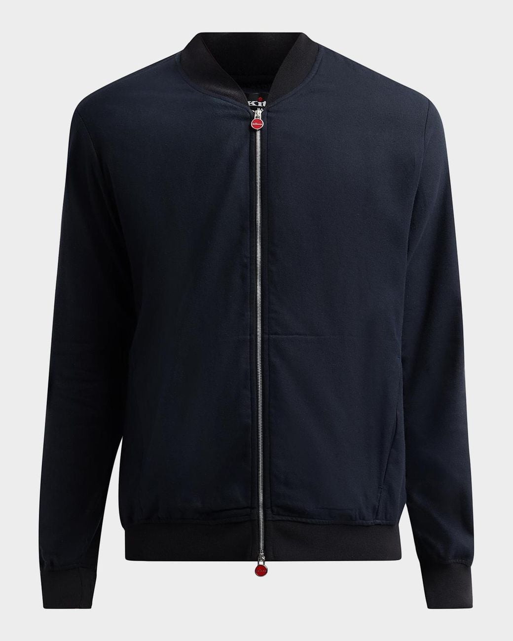 Kiton Blue Cotton Jersey Zip-Front Jacket for men