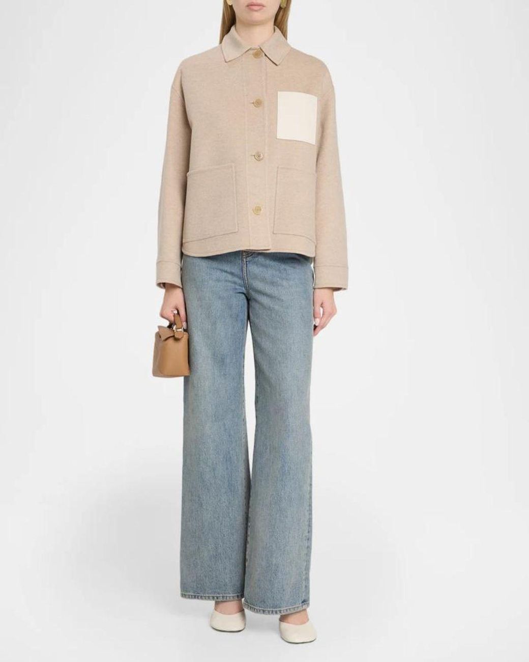 Loewe Natural Collared Wool-Cashmere Workwear Jacket