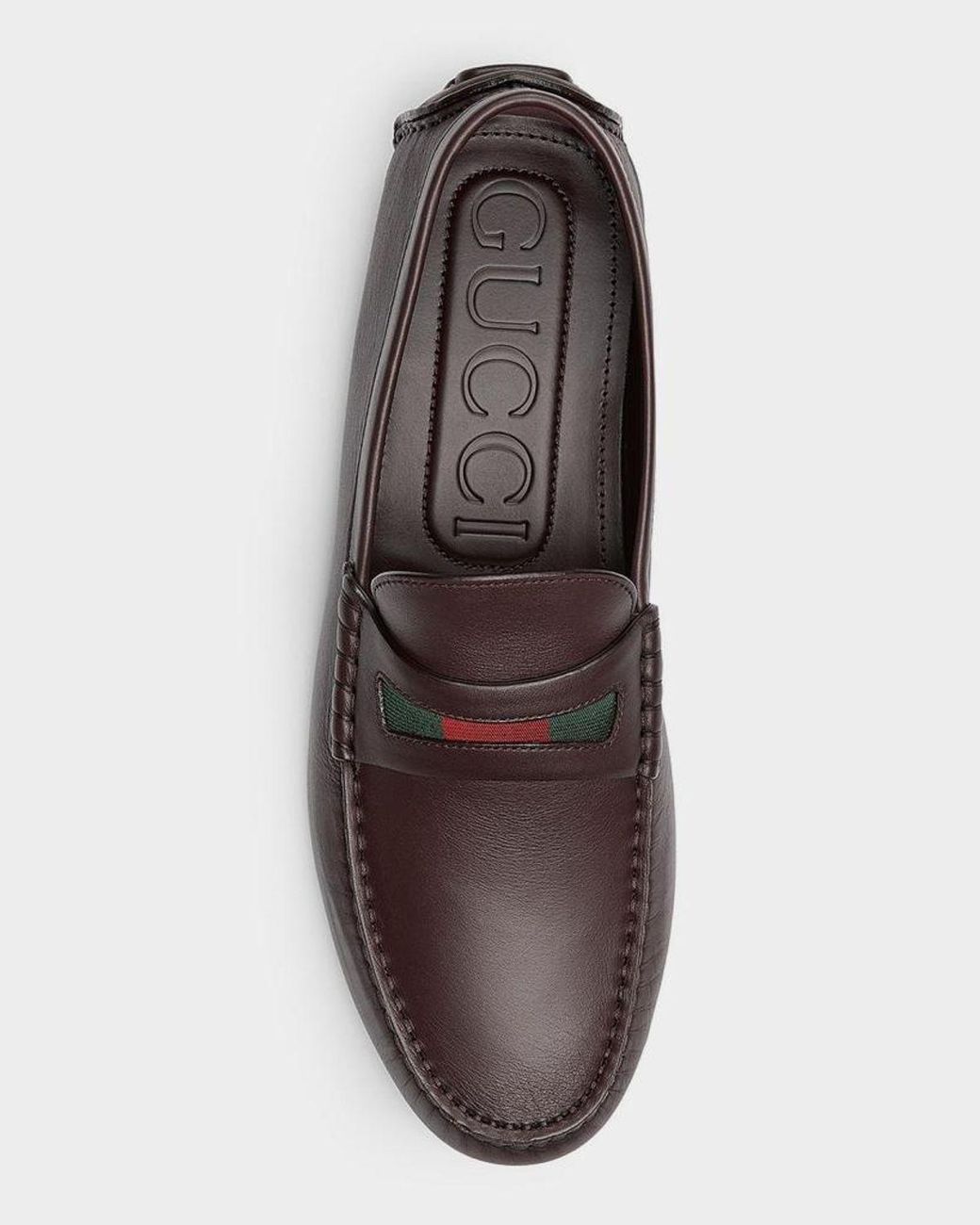 Gucci Brown Apos;S Leather Moc-Toe Drivers for men
