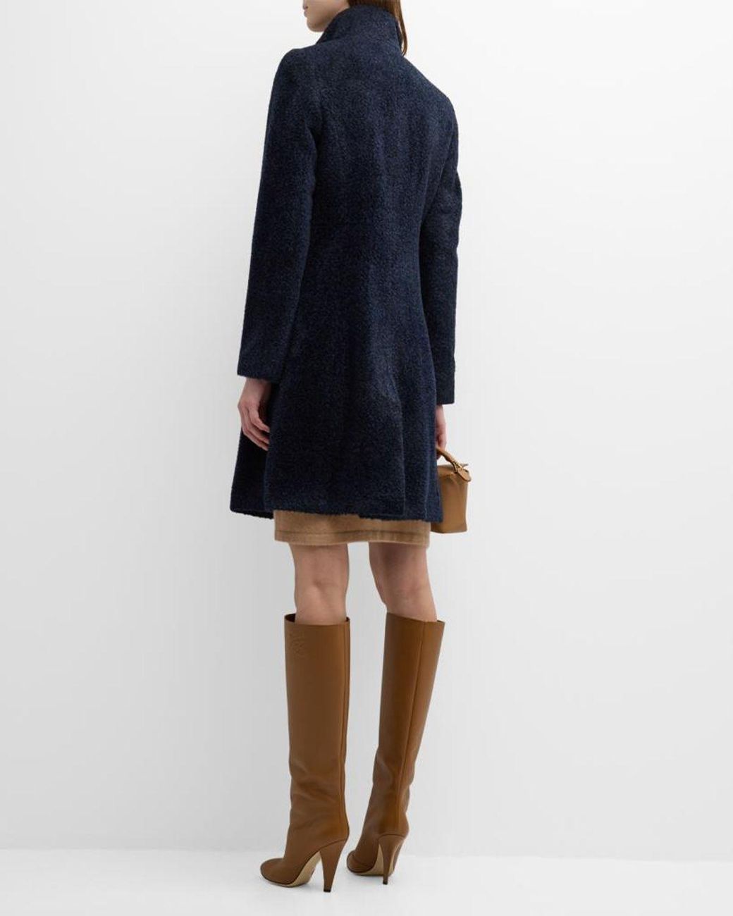 Sofiacashmere Blue Alpaca Snap Button Coat