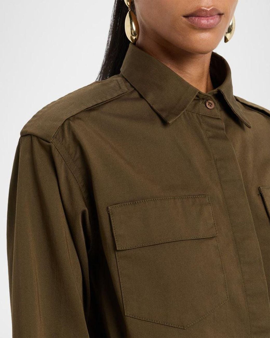 A.L.C. Green Nico Button-Front Shirt