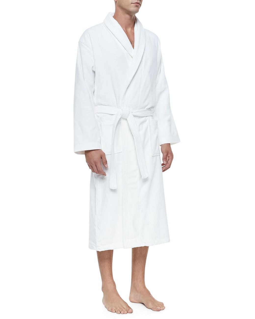 Derek Rose Cotton Terry Cloth Robe, White for Men Save 5 Lyst