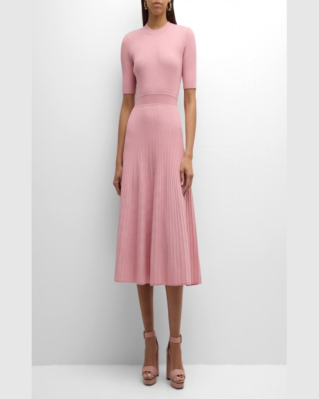 navy blue dress for baby girl ELIE TAHARI Dori Boat Neck Flared Sleeve Crepe A Line Dress Size 6 NWT $398 main image 0