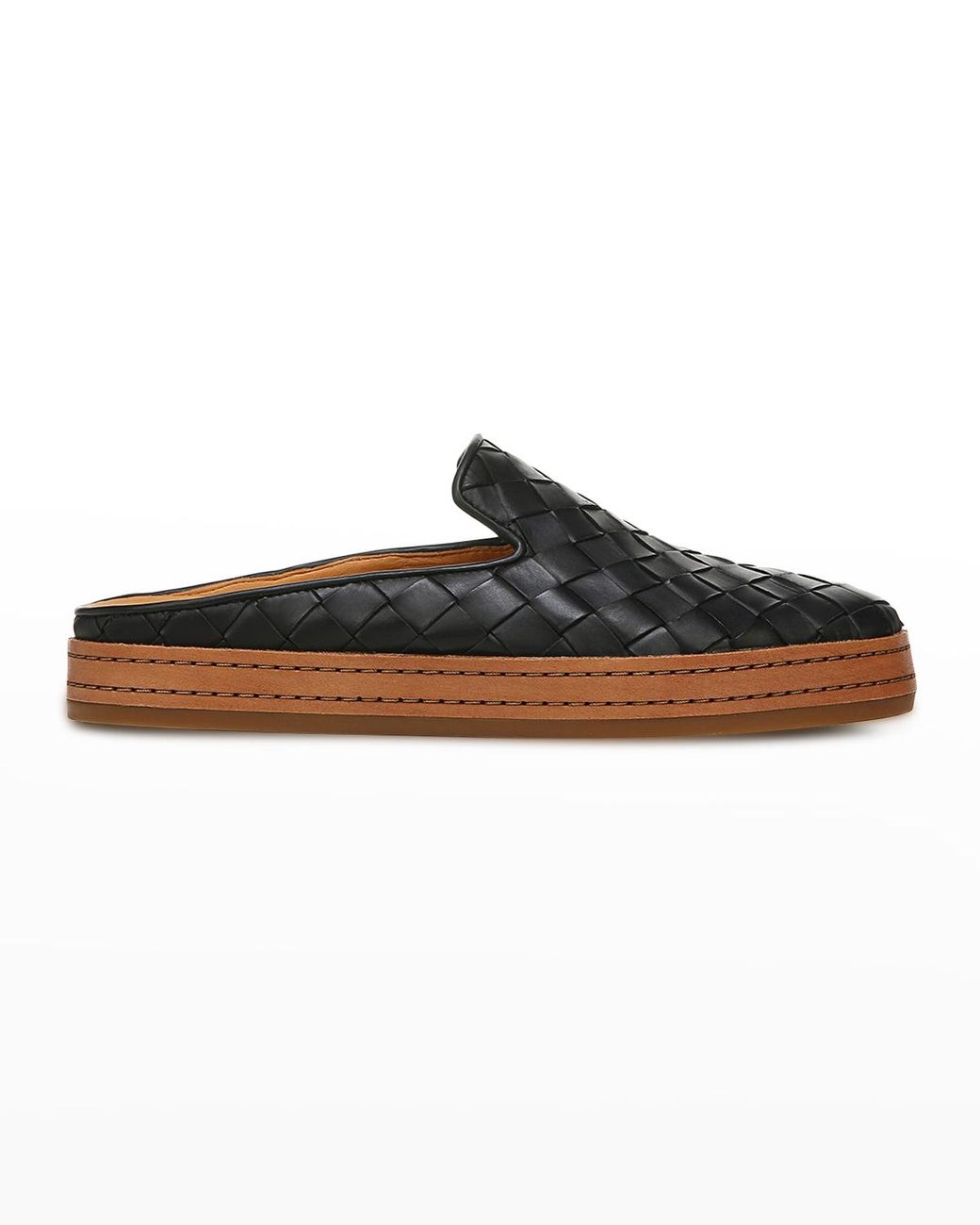 Vince Canella Woven Leather Flat Mules in Brown | Lyst