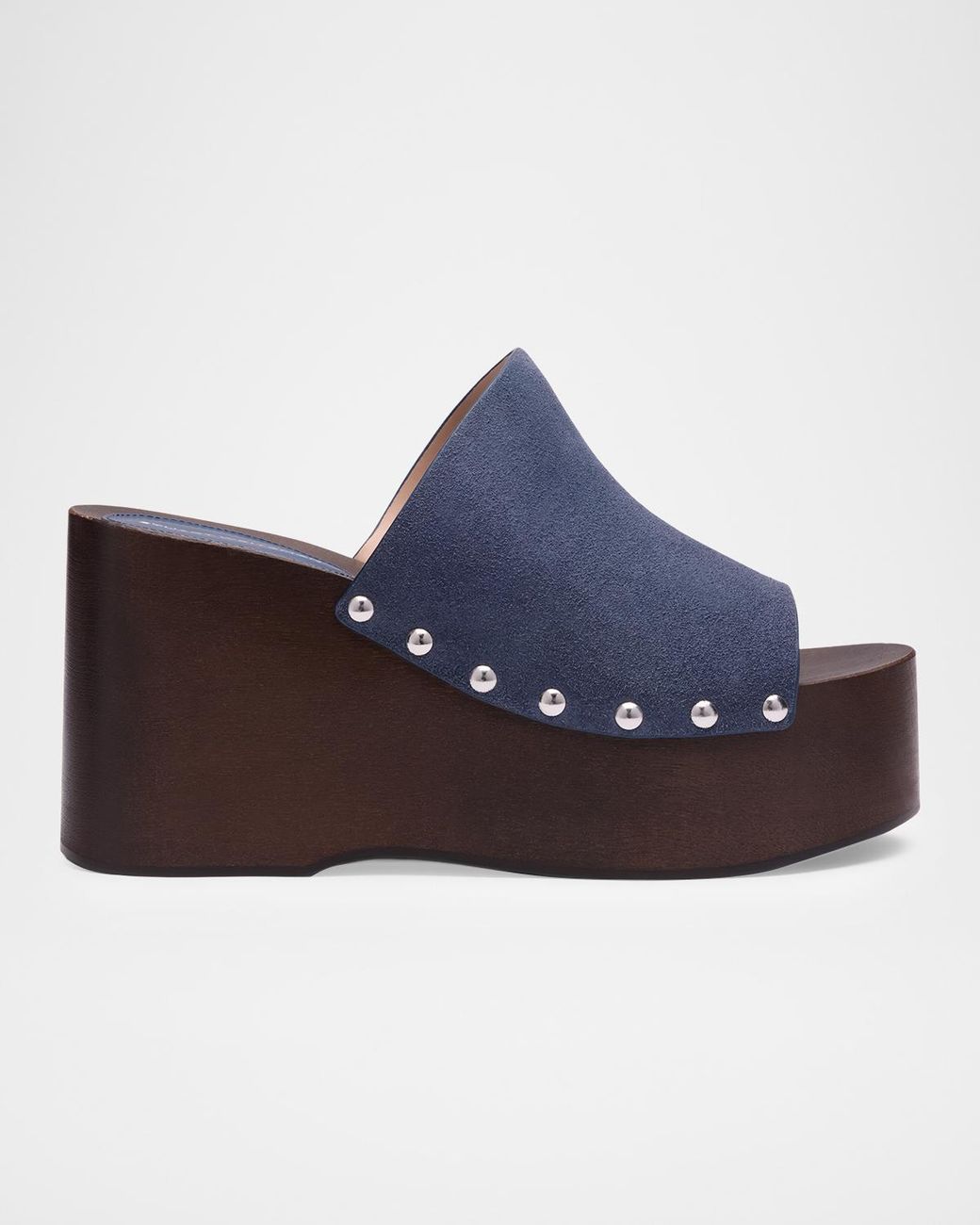 Stuart Weitzman Blue 100Mm Kate Suede Platform Clogs