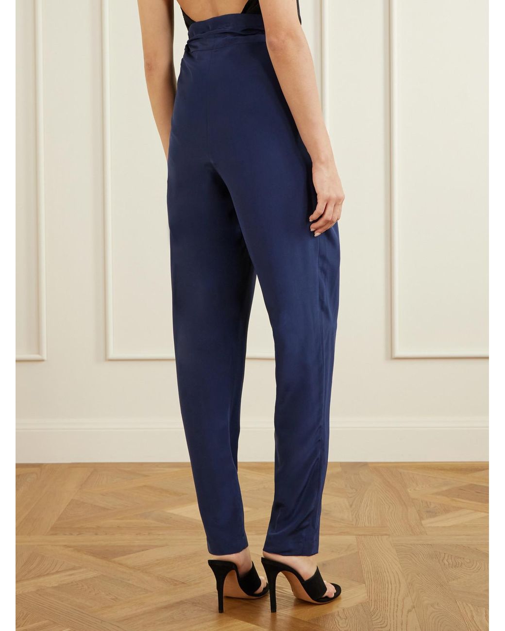 Sharon Wauchob Blue The Vardar Silk-Blend Straight-Leg Pants