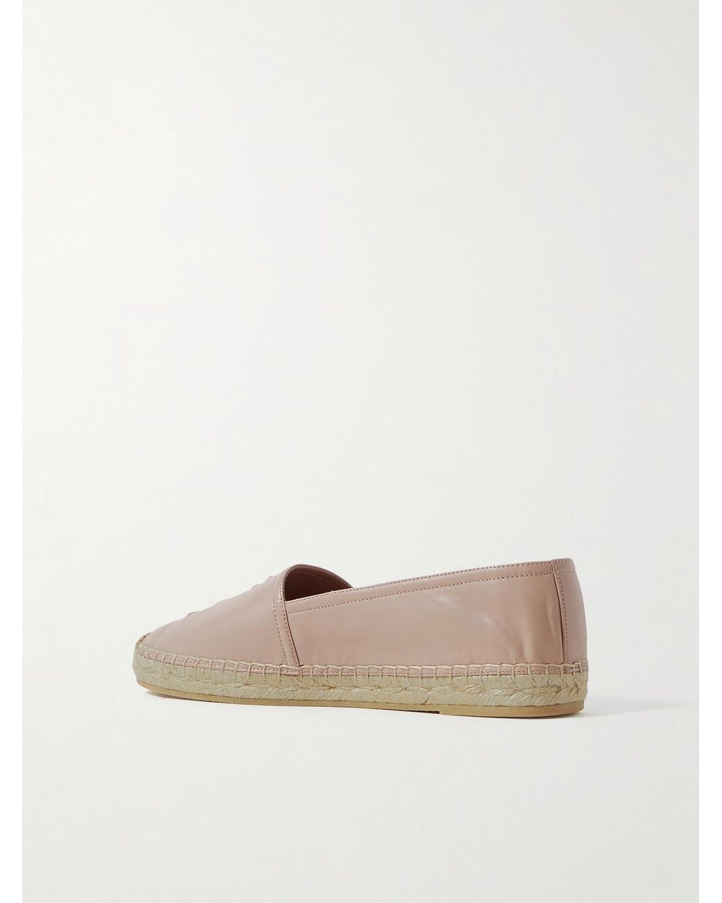Saint Laurent White Logo-Embossed Leather Espadrilles