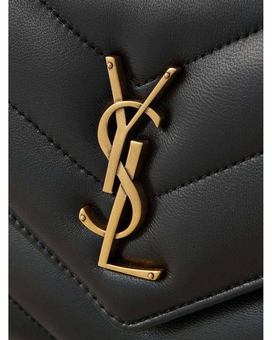 Saint Laurent Black Loulou Small Matelassé Leather Shoulder Bag