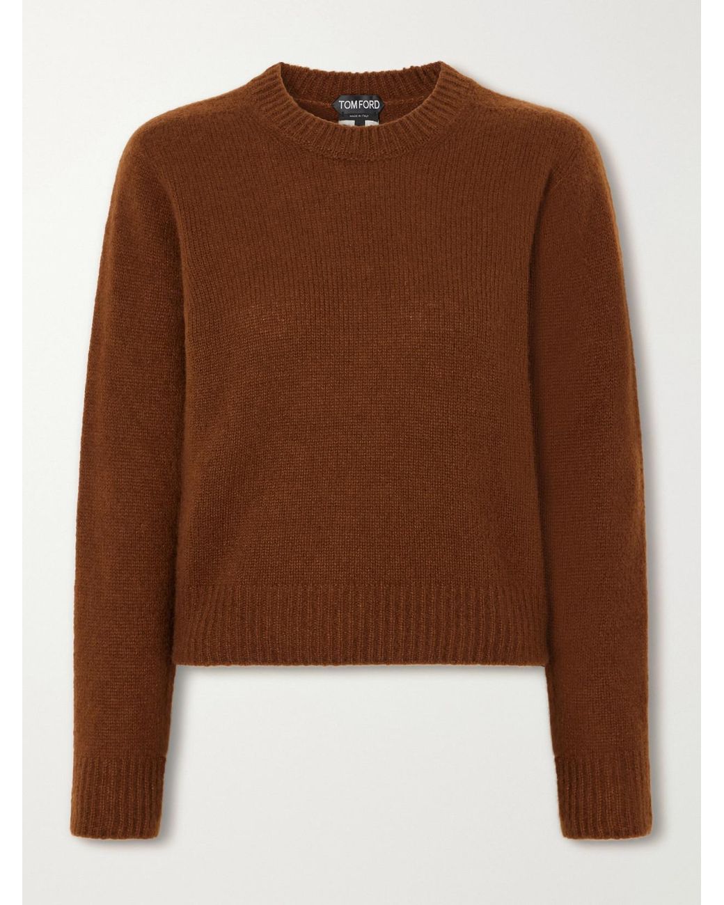 Tom Ford Brown Cropped Cashmere And Silk-Blend Sweater