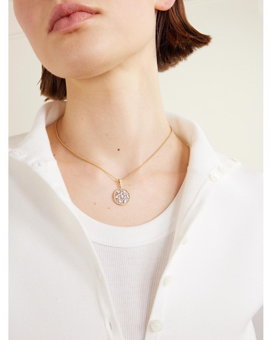 Buccellati Natural Ramage 18-Karat And Diamond Necklace