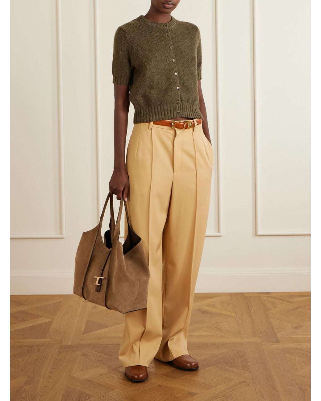 Tod's Brown T Timeless Suede Shoulder Bag