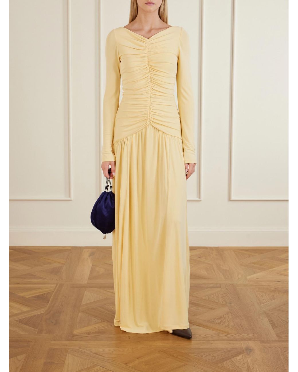 La Ligne Metallic Ruched Jersey Maxi Dress
