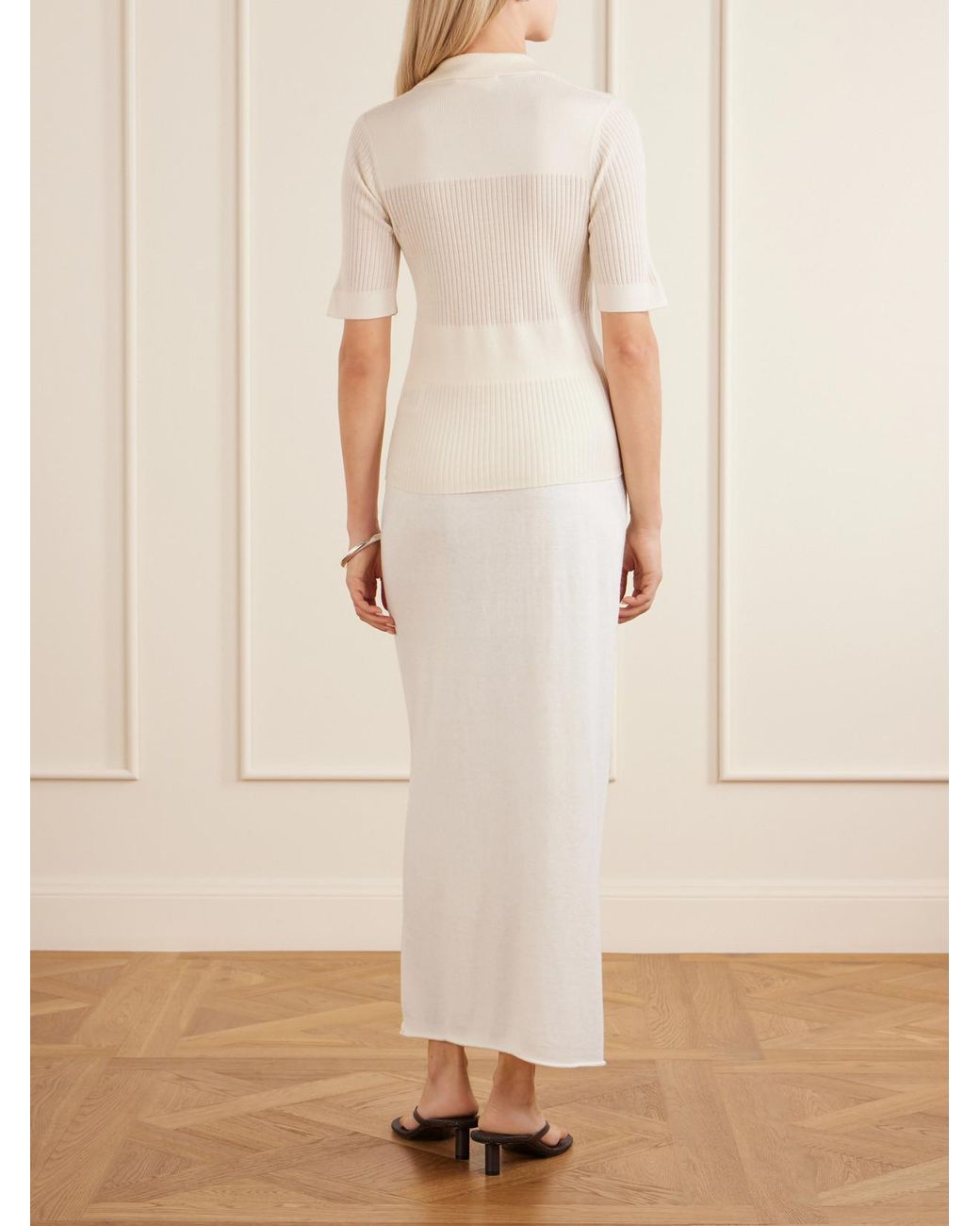 Lisa Yang Natural Malie Ribbed-Knit Cashmere Polo Sweater