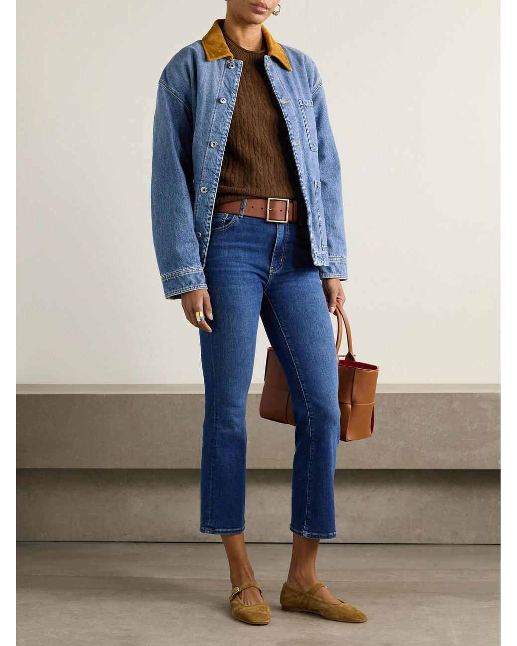 FRAME Blue The Reboot Crop High-Rise Tapered Jeans