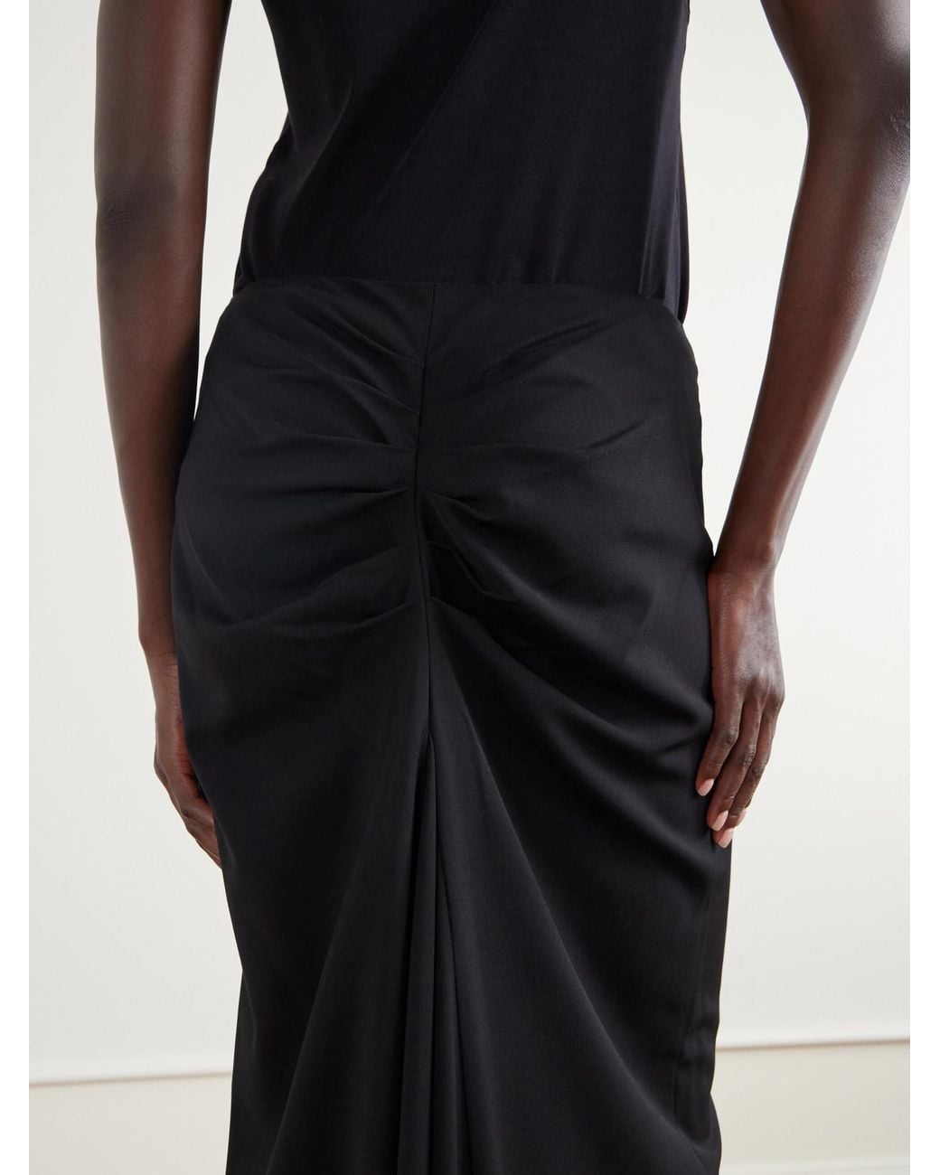 Colleen Allen Black Ruched Stretch-Crepe Maxi Skirt