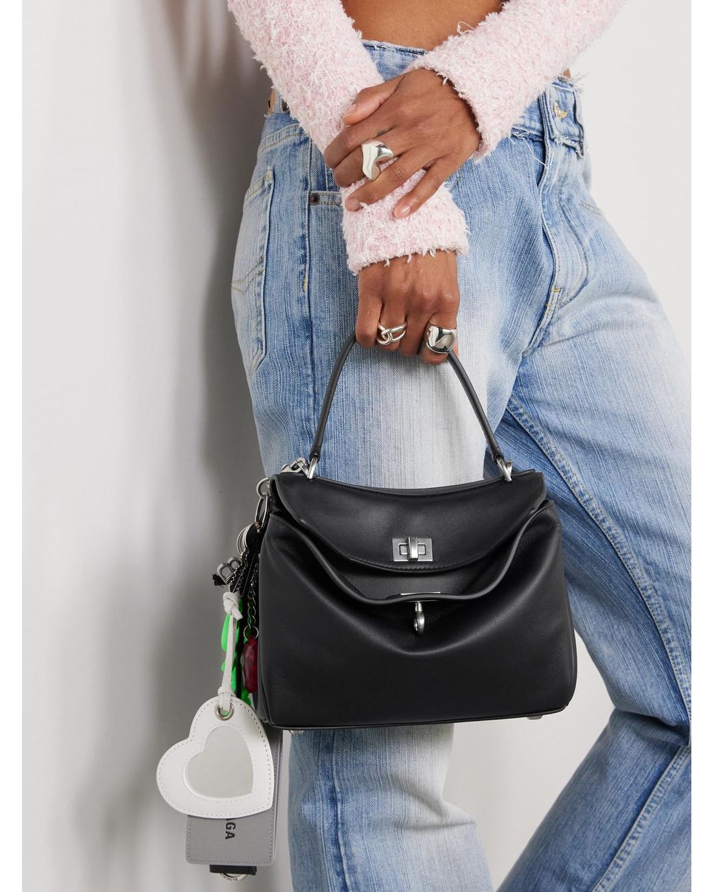 Balenciaga Black Rodeo Mini Leather Top Handle Bag