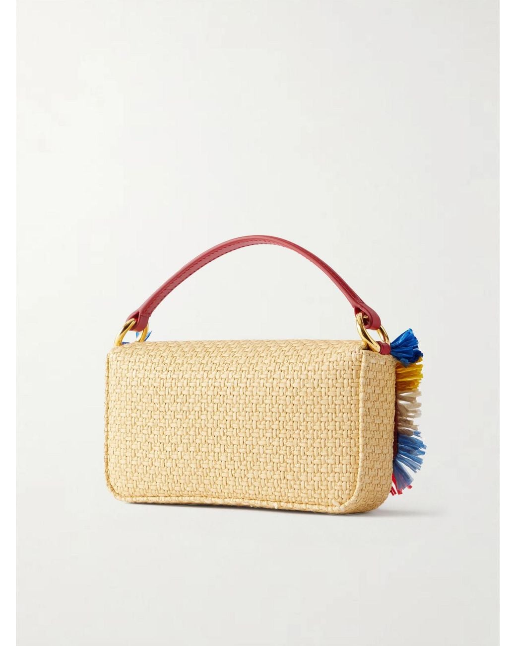 Dolce & Gabbana Metallic 3.5 Logo-Embellished Fringed Leather-Trimmed Raffia Shoulder Bag