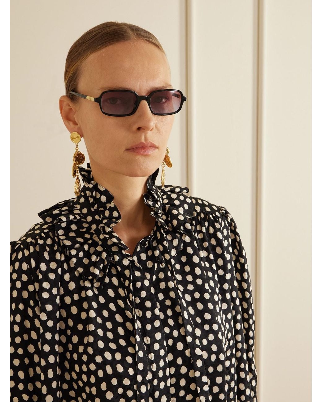 Chloé Black Judy Rectangle-Frame Acetate Sunglasses