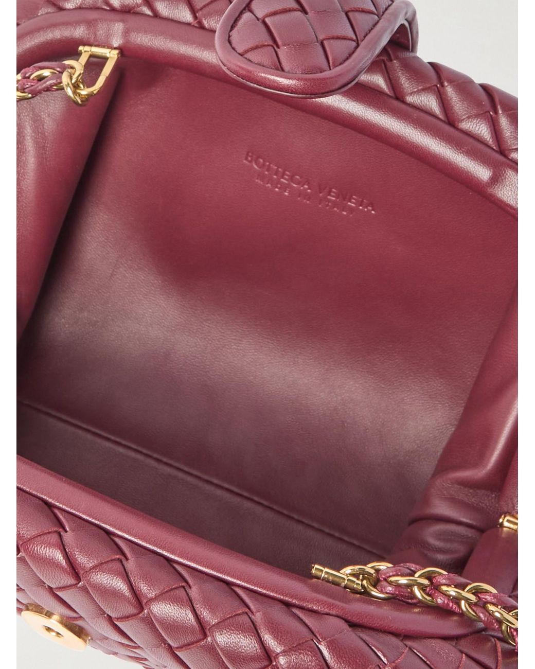 Bottega Veneta Red Lauren 1980 Small Intrecciato Leather Clutch