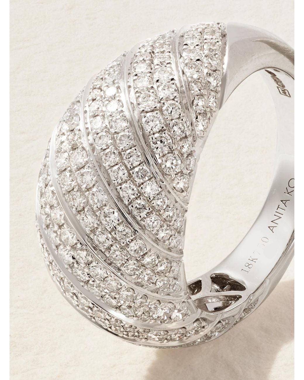 Anita Ko Natural Domed 18-Karat Diamond Ring