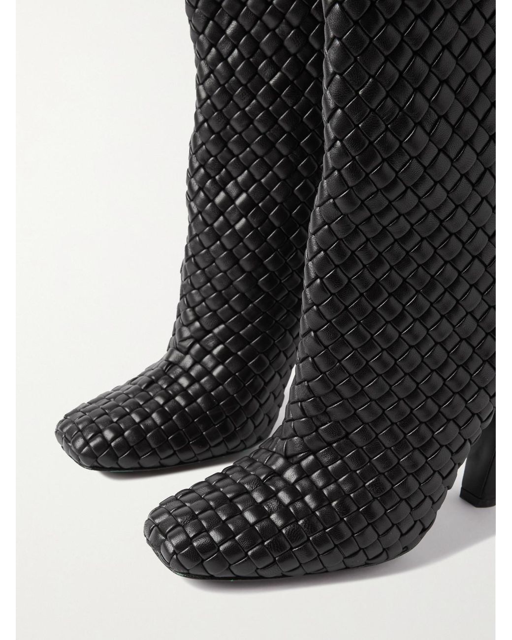 Bottega Veneta Black Mini Lido Kniehohe Stiefel Aus Intrecciato-Leder