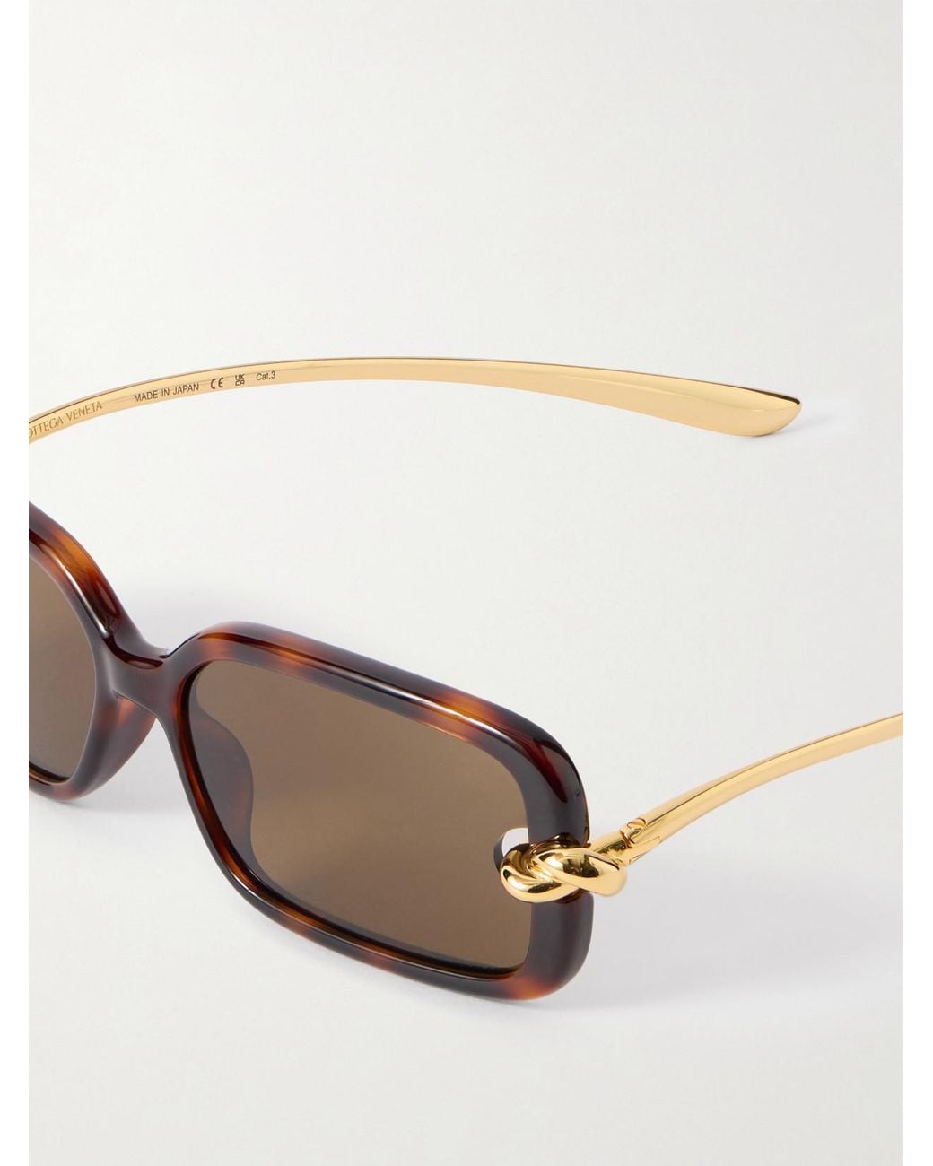 Bottega Veneta Natural Knot Rectangle-Frame Acetate And-Tone Sunglasses