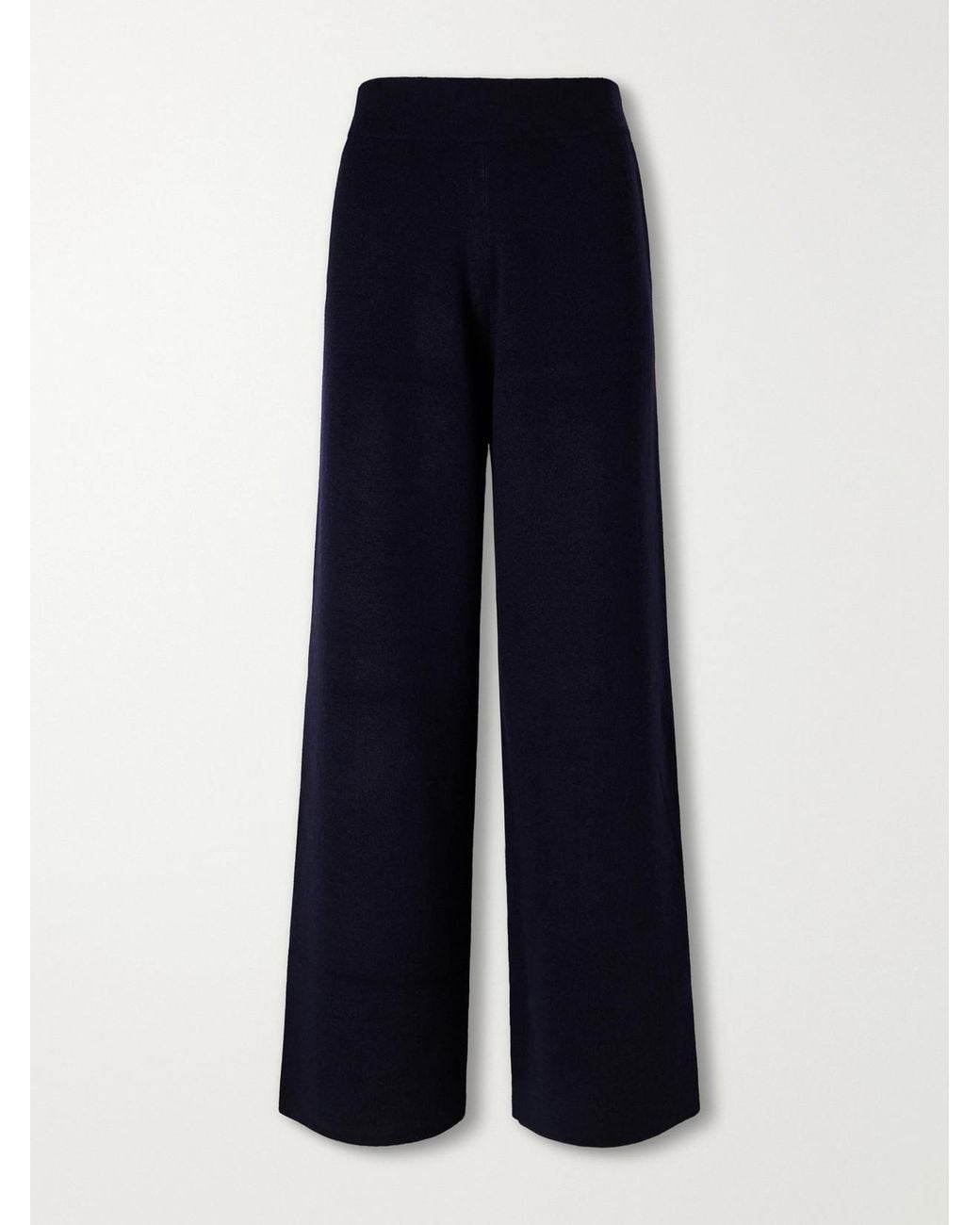 Allude Blue Wool And Cashmere-Blend Wide-Leg Pants