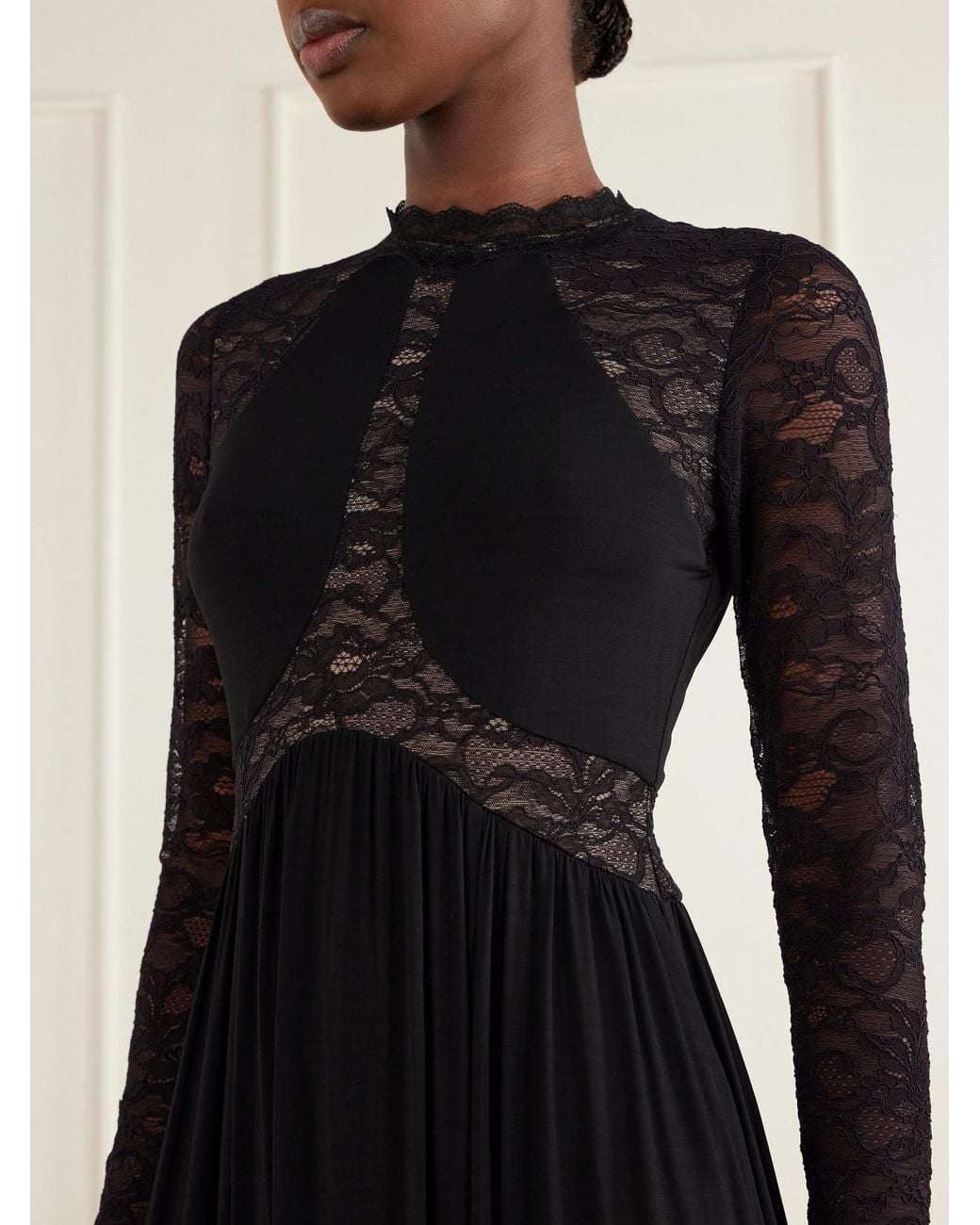 Zimmermann Black Clash Lace-Trimmed Stretch-Jersey Maxi Dress
