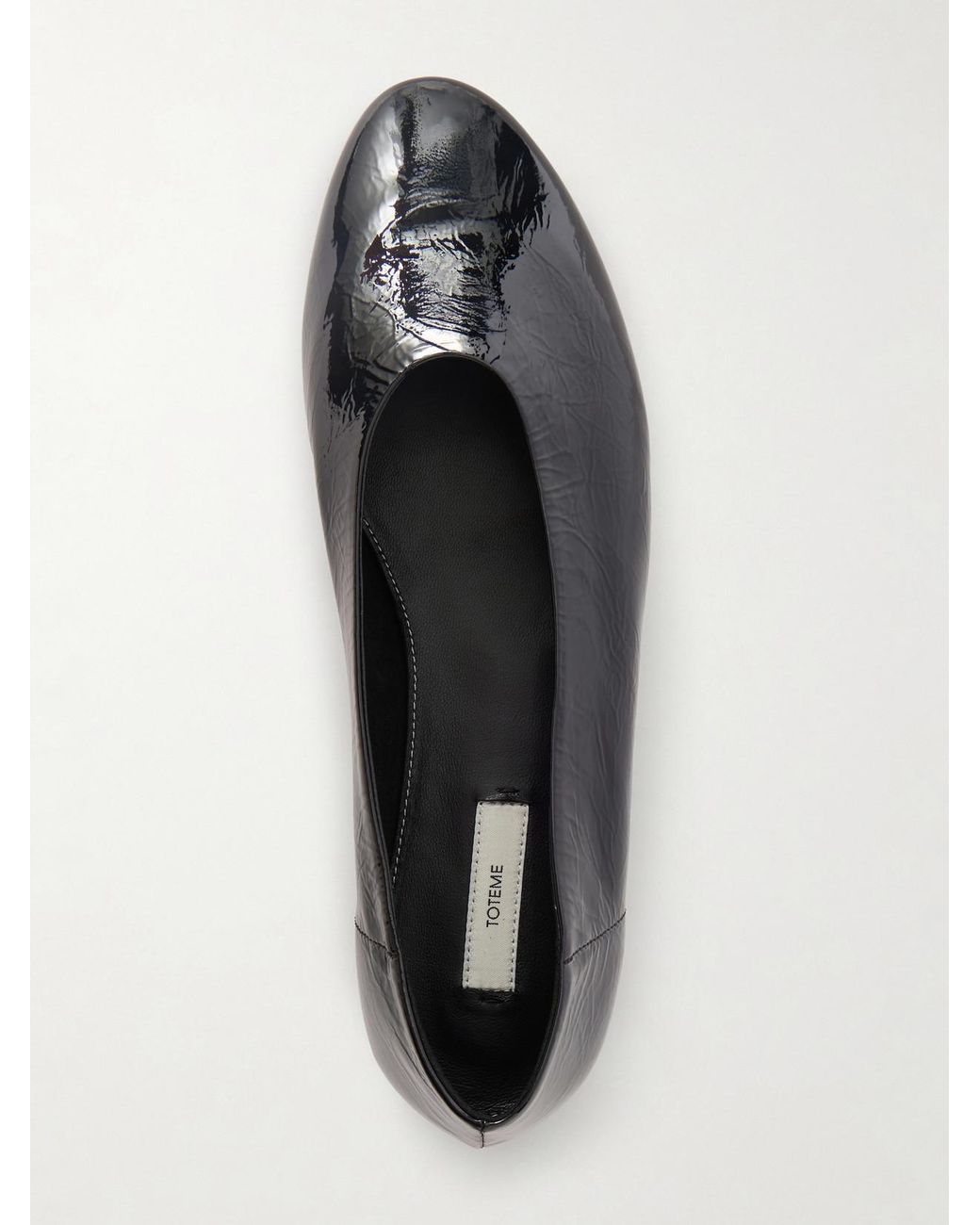 Totême White Crinkled Patent-Leather Ballet Flats