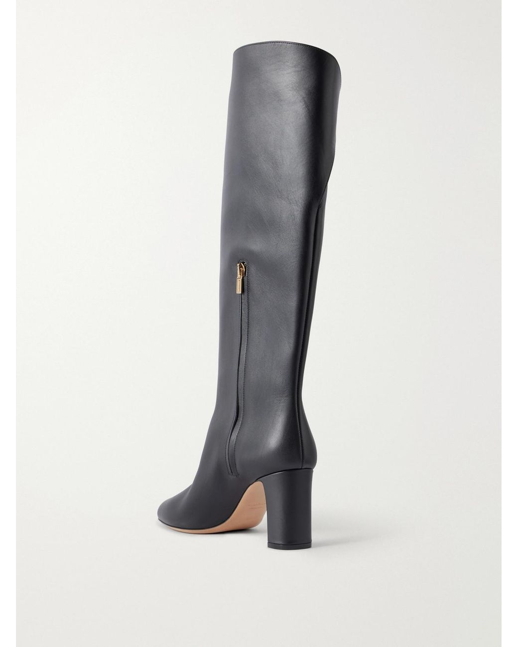 Ferragamo Black Elli 70 Embellished Leather Knee Boots