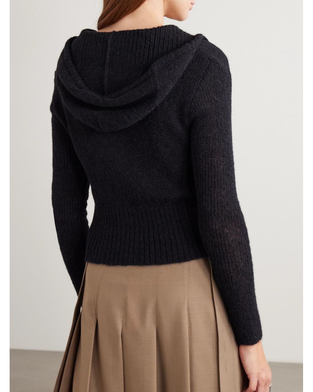 Our Legacy Black Compact Hooded Ribbed Brushed Alpaca-Blend Cardigan