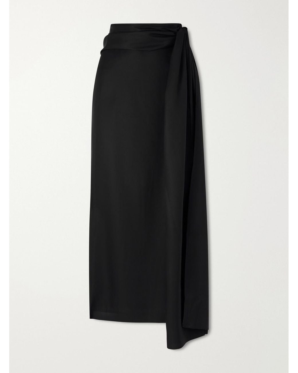 Heirlome Black Helena Silk-Twill Midi Skirt