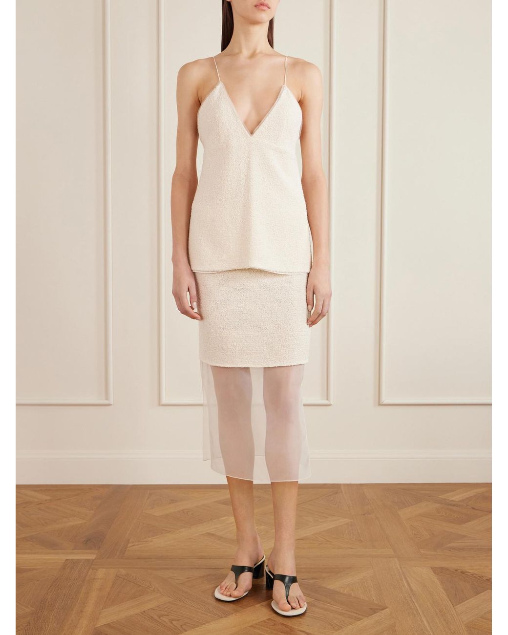 Khaite White Archer Leather Mules