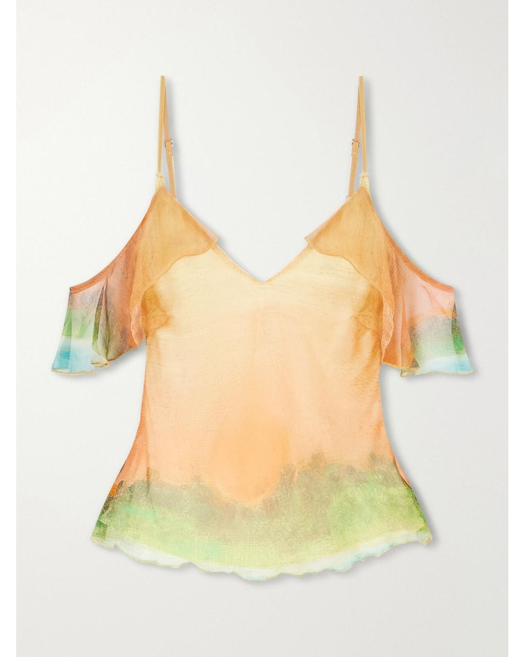 Donde Esteban Yellow Formentera Silk-Chiffon Tank