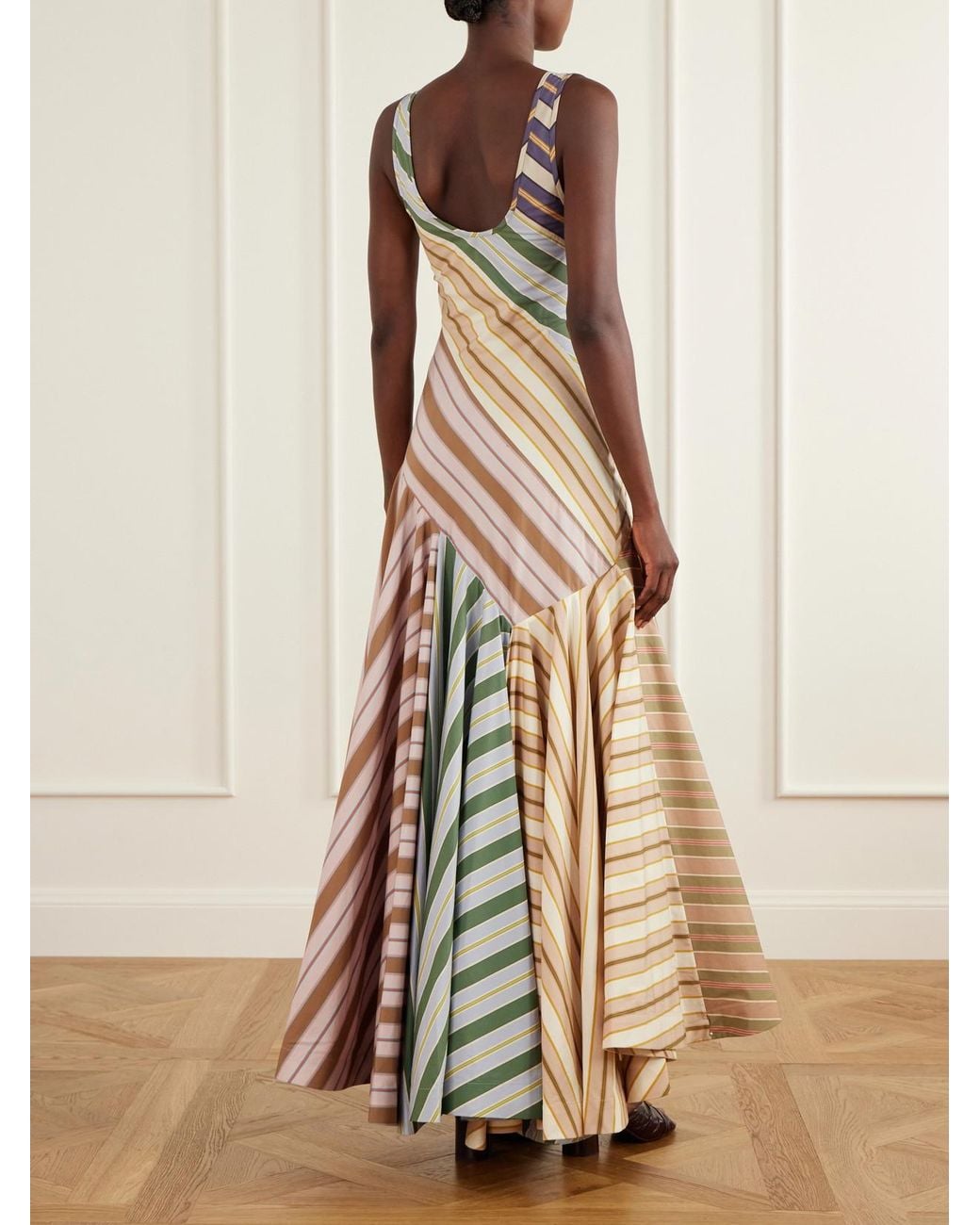 Zimmermann White Clash Striped Cotton-Poplin Maxi Dress