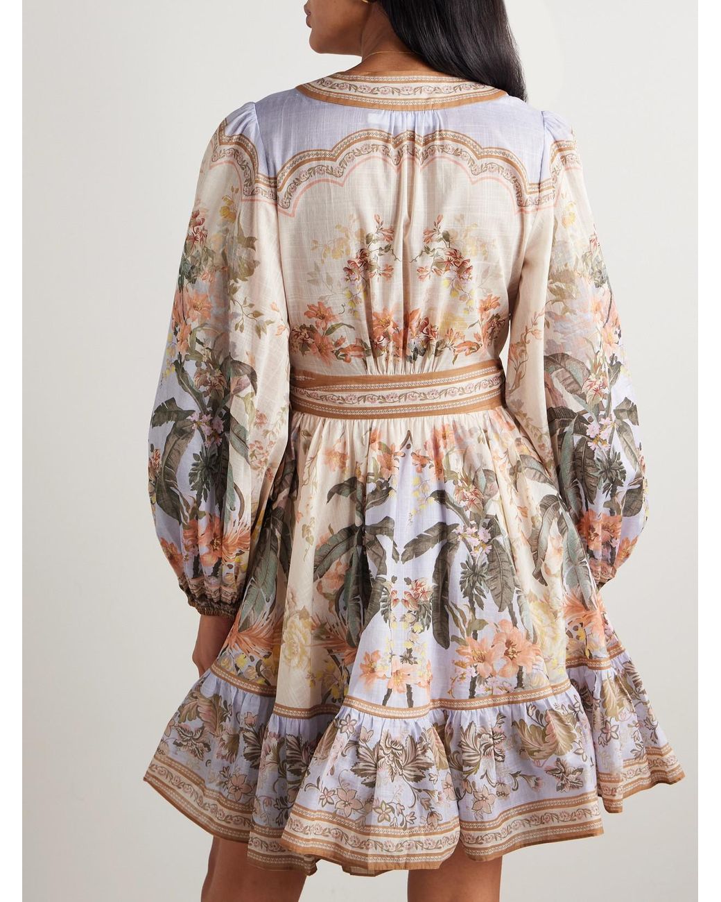Zimmermann Wylie Printed Cotton-Voile Mini Wrap Dress in