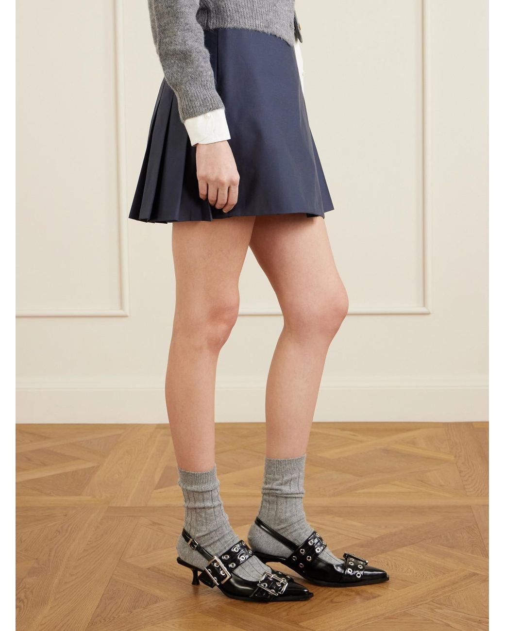 Ganni Black Feminine Buckle Vegan Slingback Pumps