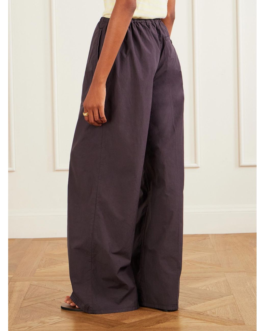 Auralee Purple Cotton Wide-Leg Pants