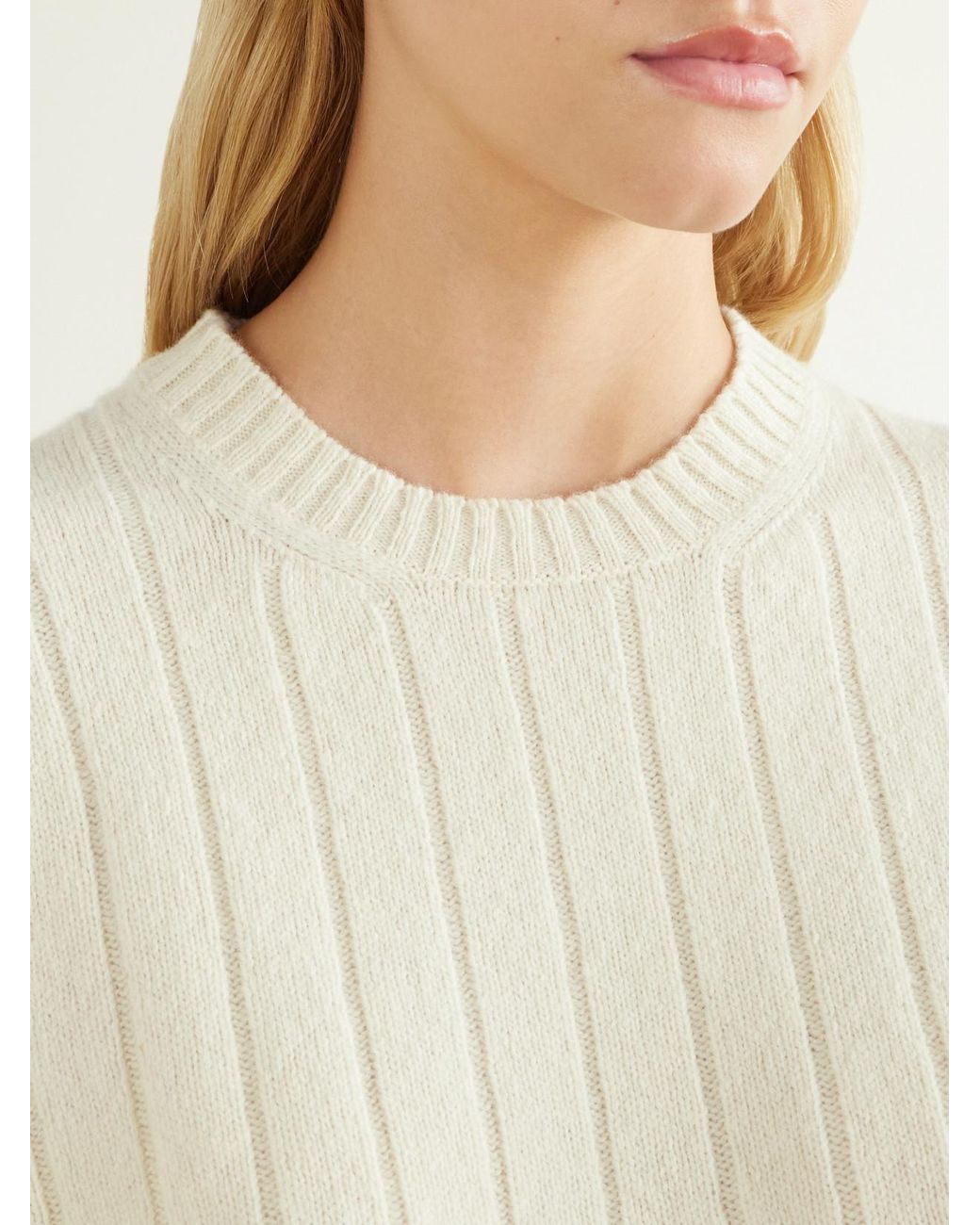 &Daughter Natural Rooney Ribbed Wool Sweater
