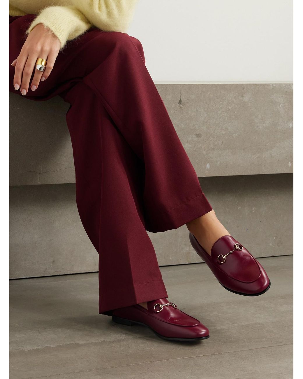 Gucci Purple Jordaan Horsebit-Detailed Leather Loafers