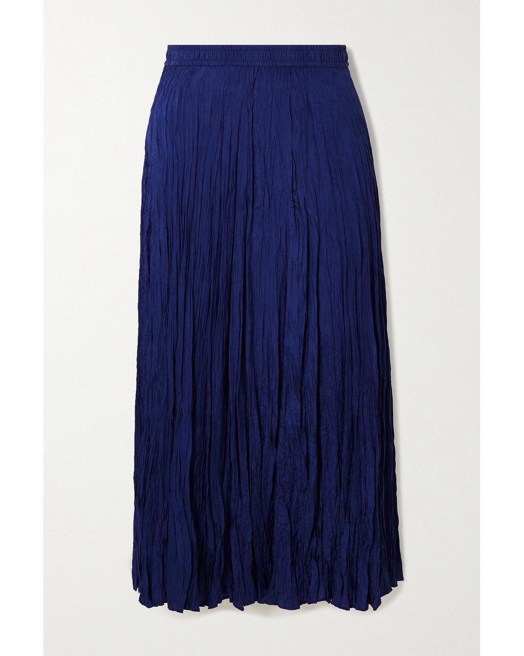 JOSEPH Sully Crinkled Silk-habotai Midi Skirt in Blue | Lyst