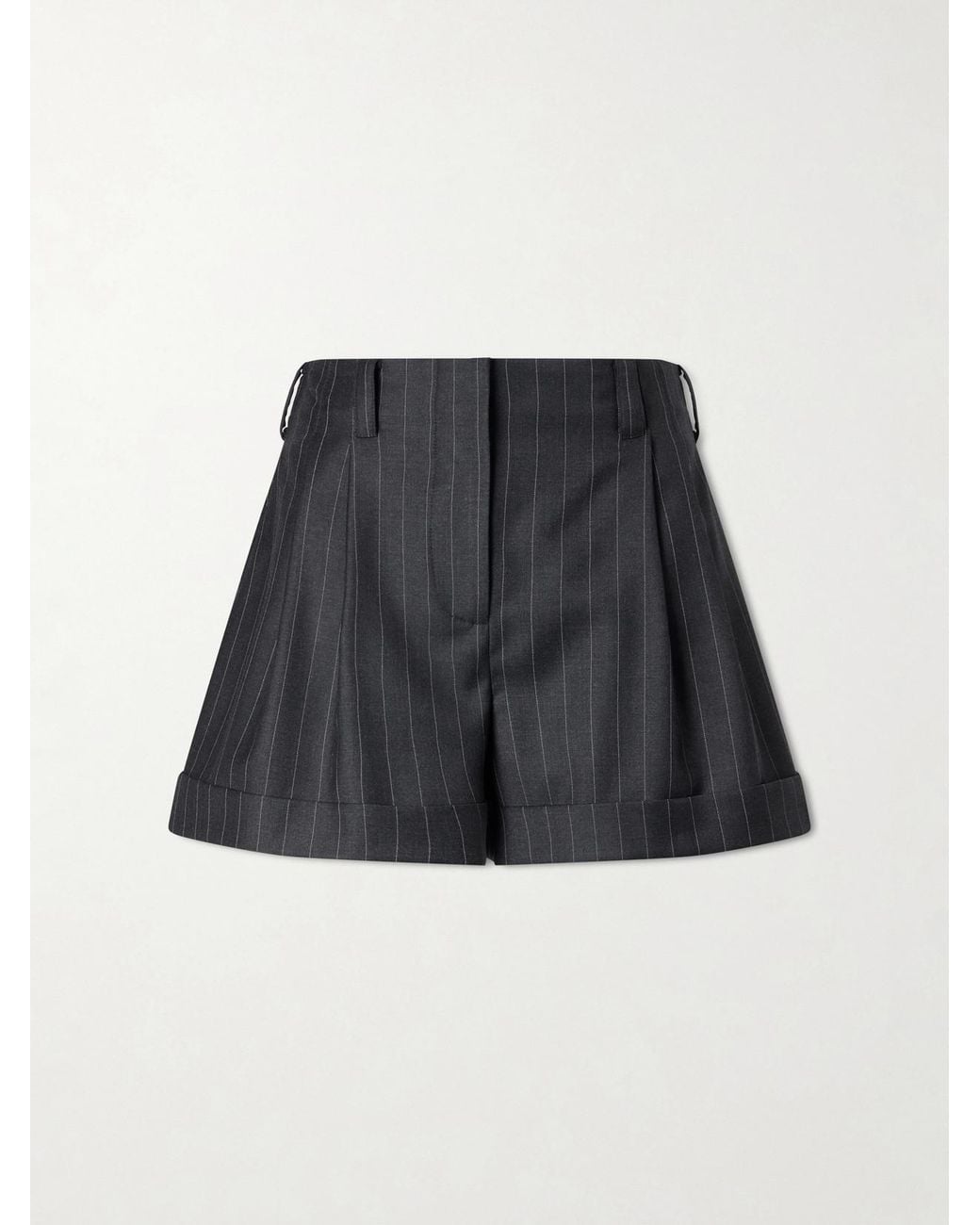 Givenchy Blue Striped Double-Pleated Wool Shorts