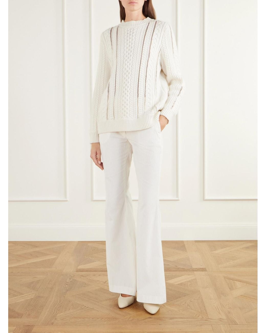Gabriela Hearst Natural Westal Fisherman-Knit Merino Wool And Cashmere-Blend Sweater