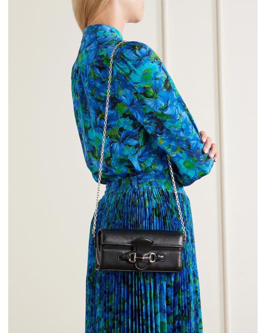 Gucci Blue Ristretto Embellished Leather Shoulder Bag