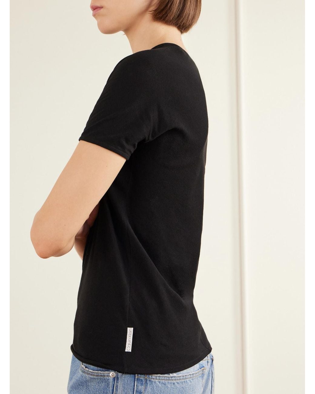 Calvin Klein Black Bégonia Cotton-Jersey T-Shirt