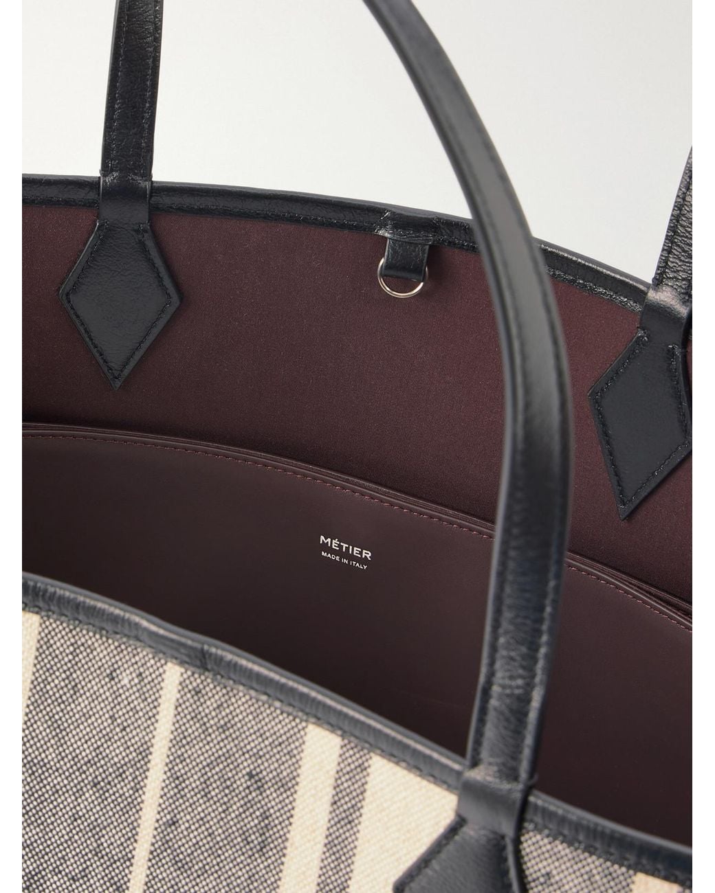 Metier Black Chameleon 41 Striped Leather-Trimmed Canvas Tote