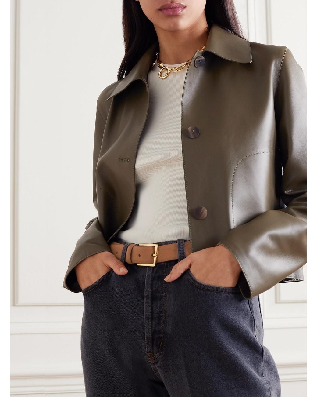 Andersons Brown Textured-Leather Belt