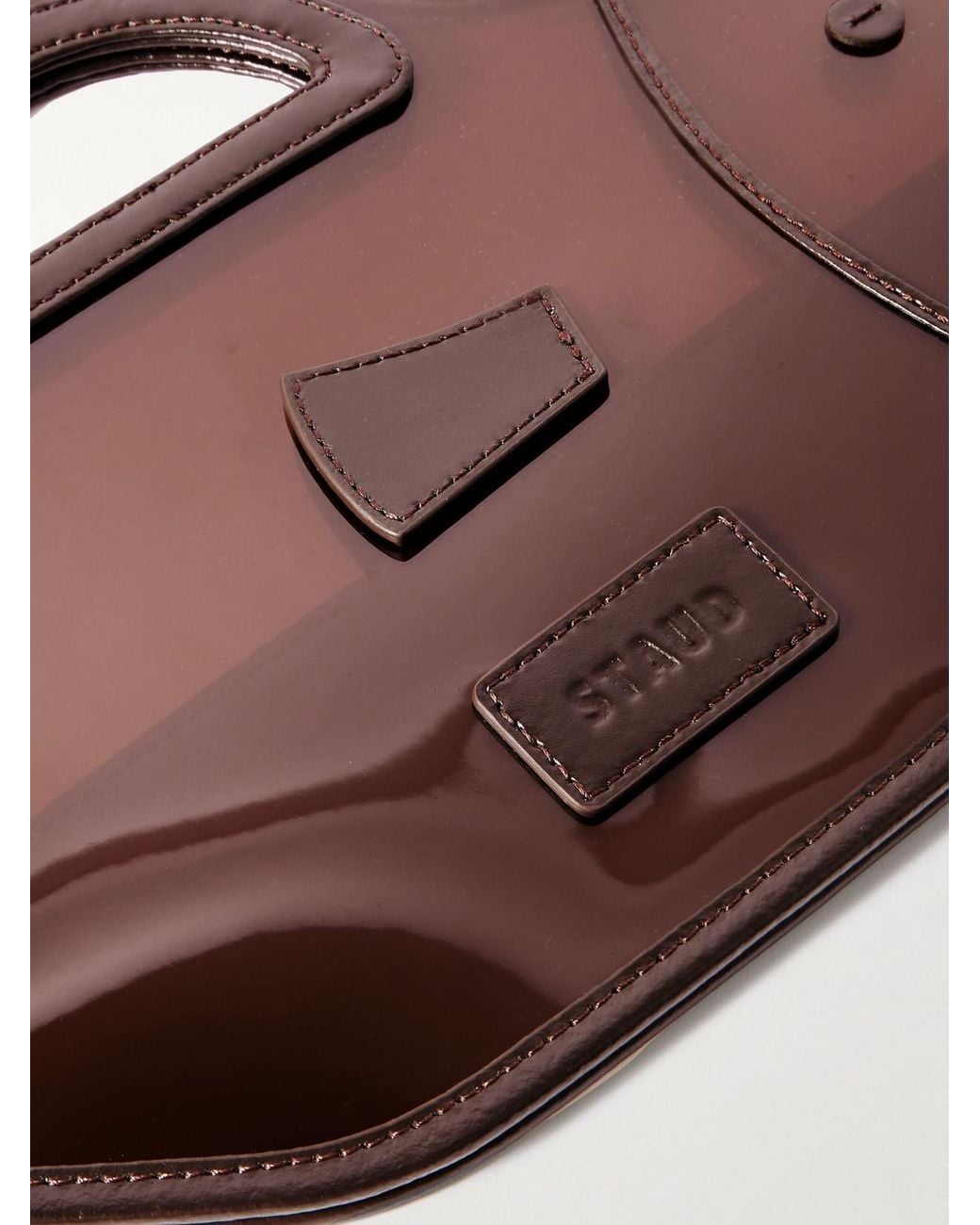 Staud Brown Cleo Leather-Trimmed Pvc Top-Handle Bag