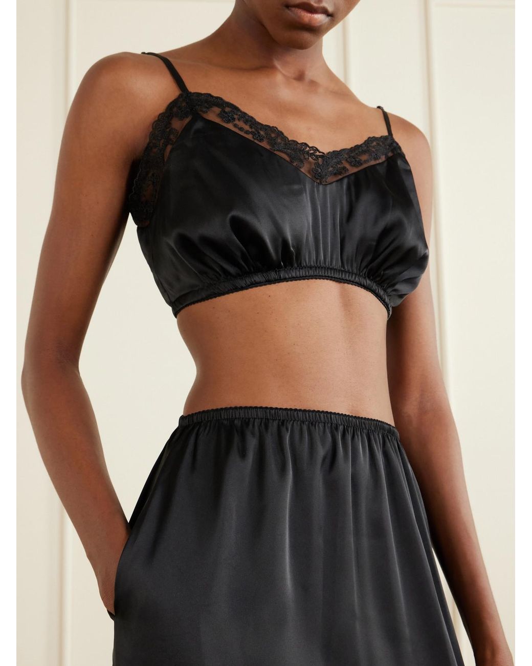 Simone Rocha Black Ruffled Satin Midi Skirt